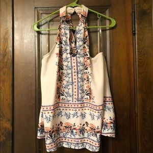 Pink Floral Halter Tank Top